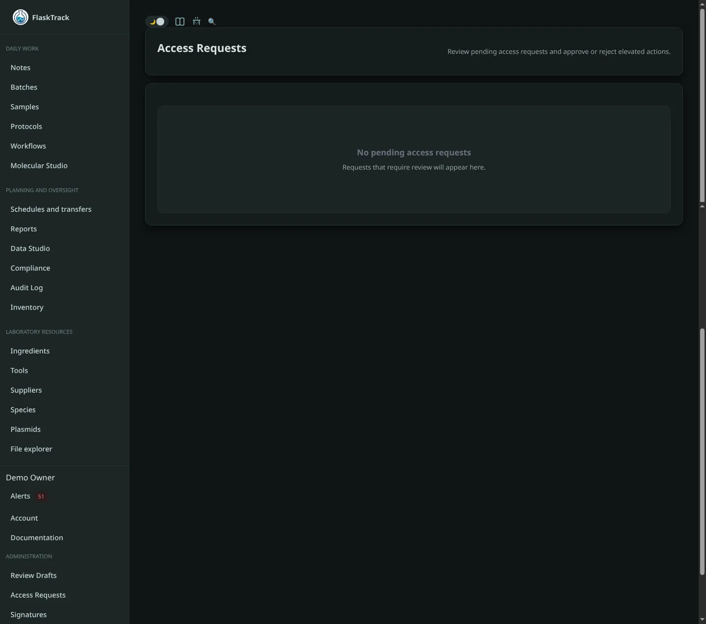 FlaskTrack organization access request
