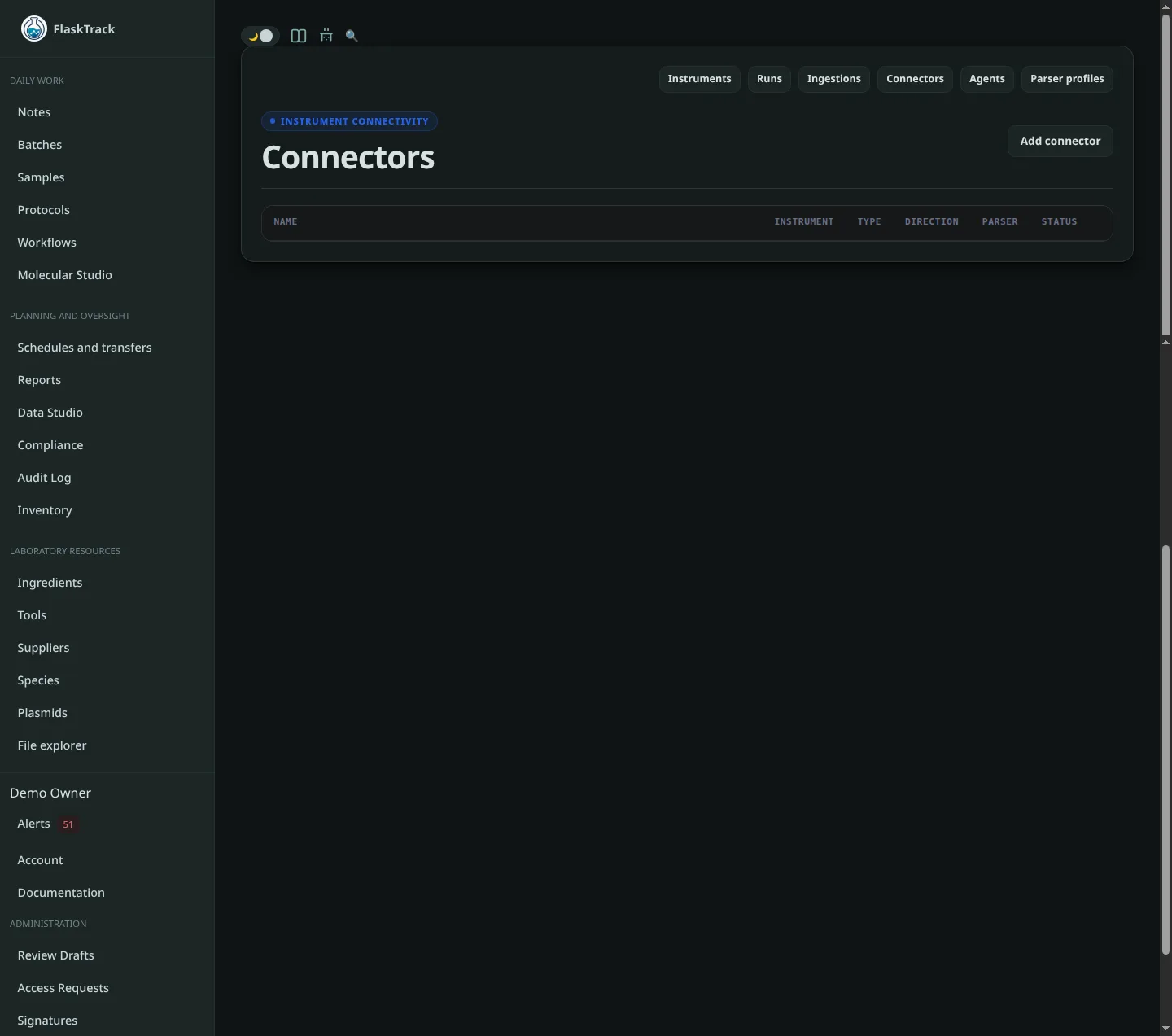 Instrument connectors page