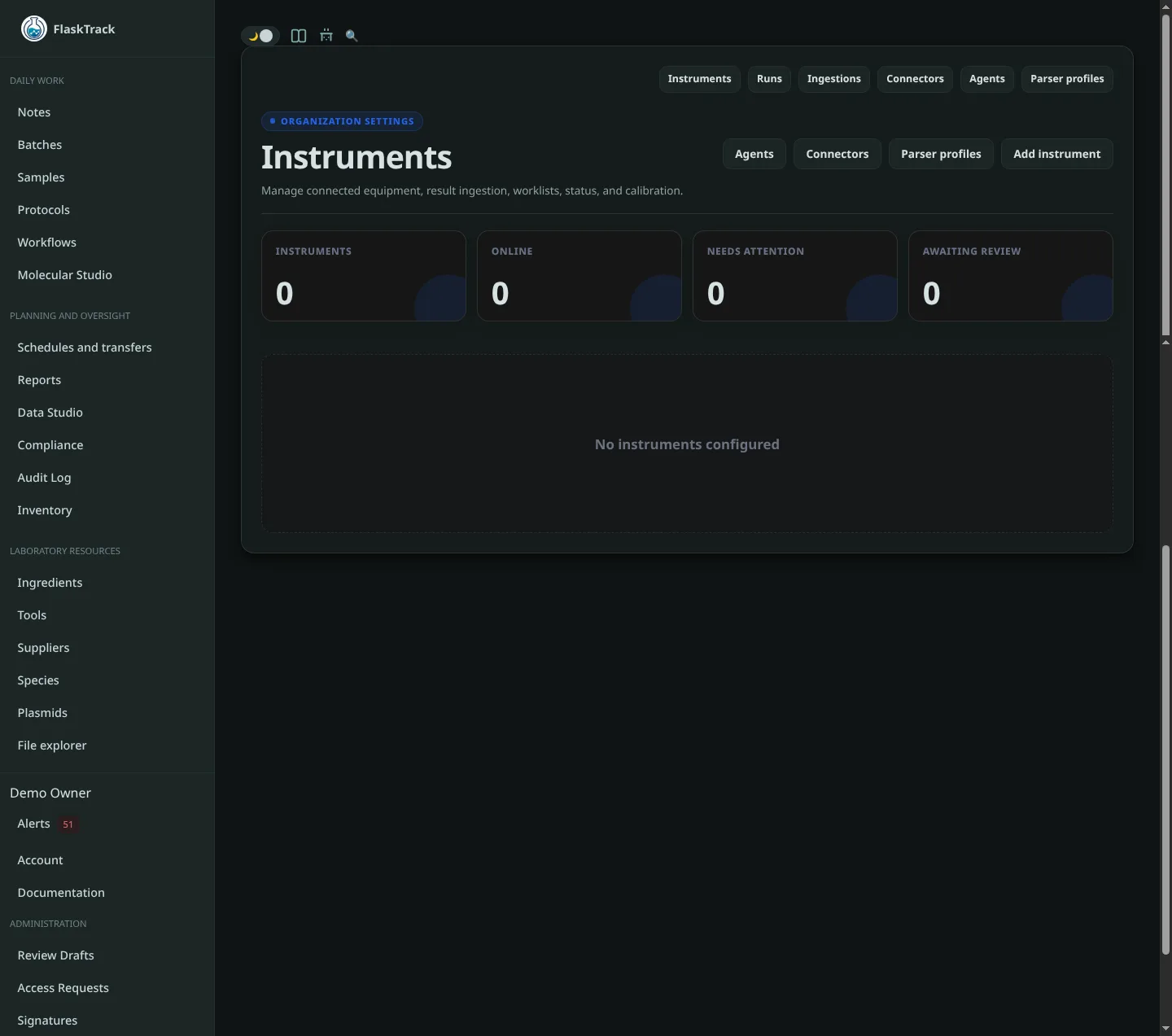 Organization instruments page