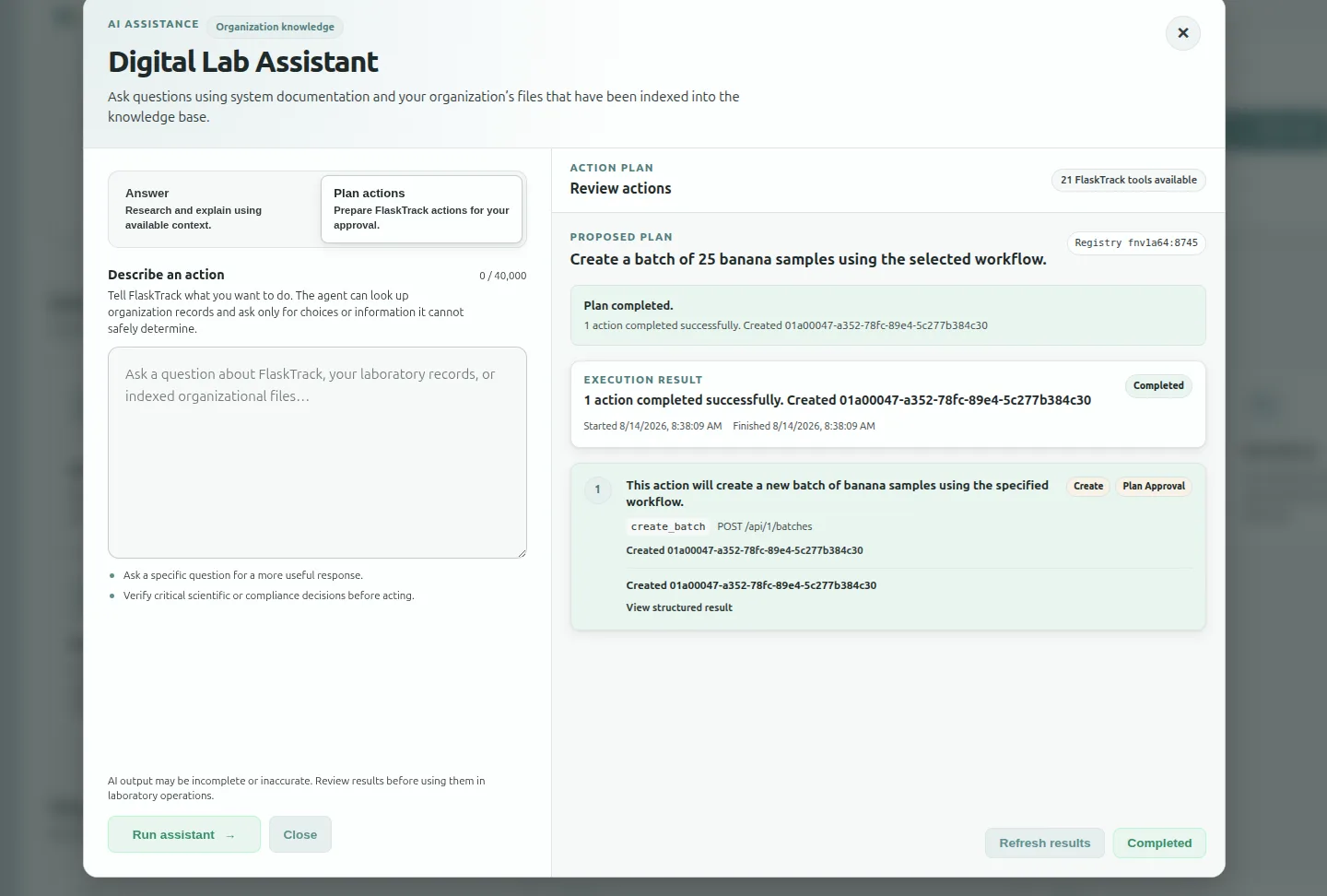 FlaskTrack Agent Planning And Execution - Prompt Application Jobs and complete in application tasks without leaving the prompt