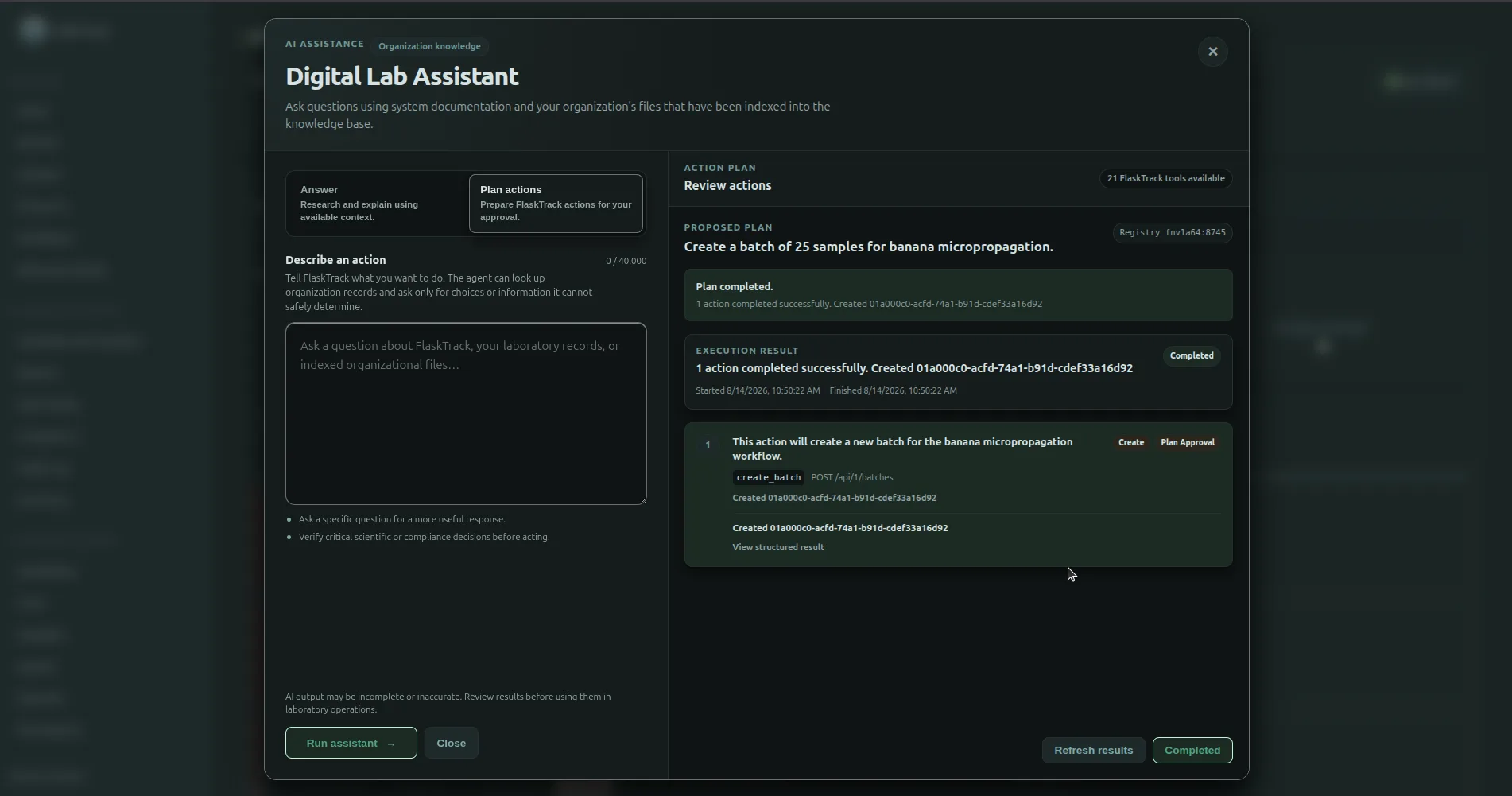 FlaskTrack Agent Planning And Execution - Prompt Application Jobs and complete in application tasks without leaving the prompt