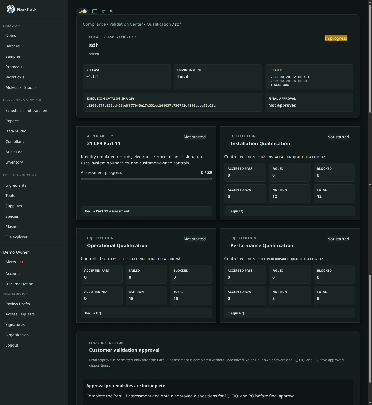 Qualification project detail page