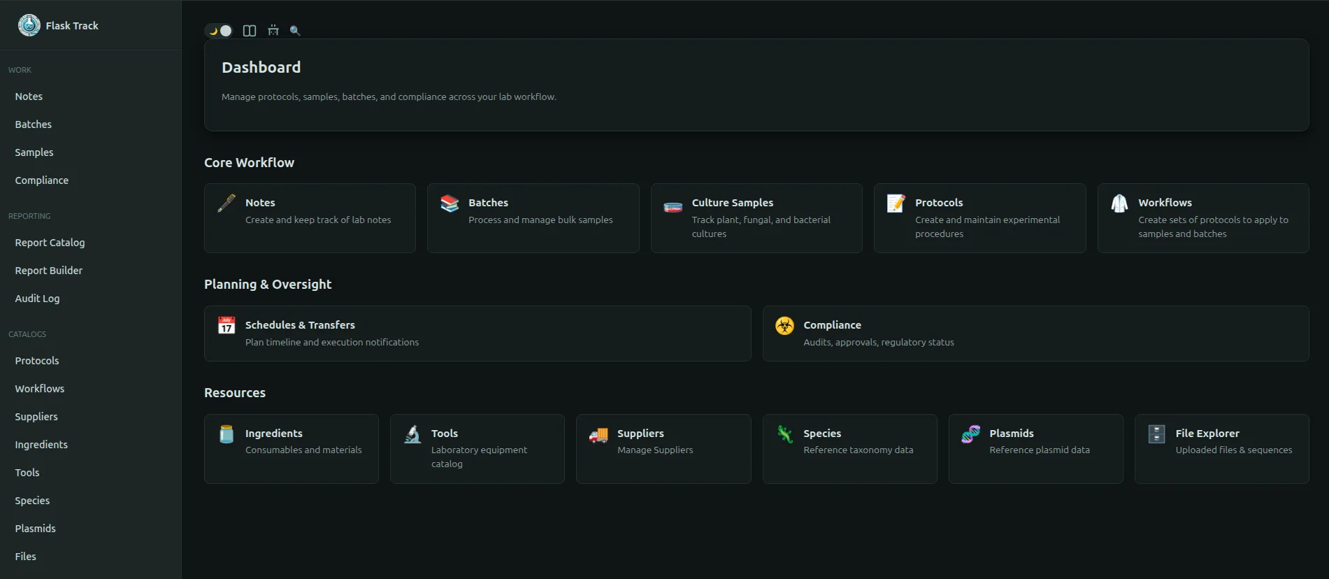 Flask Track dashboard