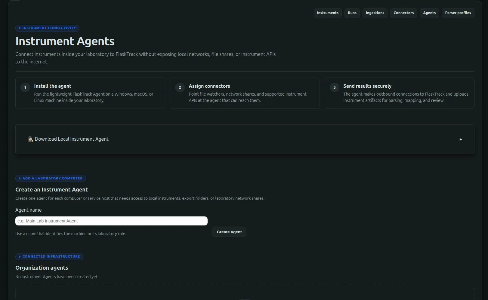 FlaskTrack Instrument Connectivity Agent - Easy deployment and configuration across laboratory equipment to keep data in sync and in context.