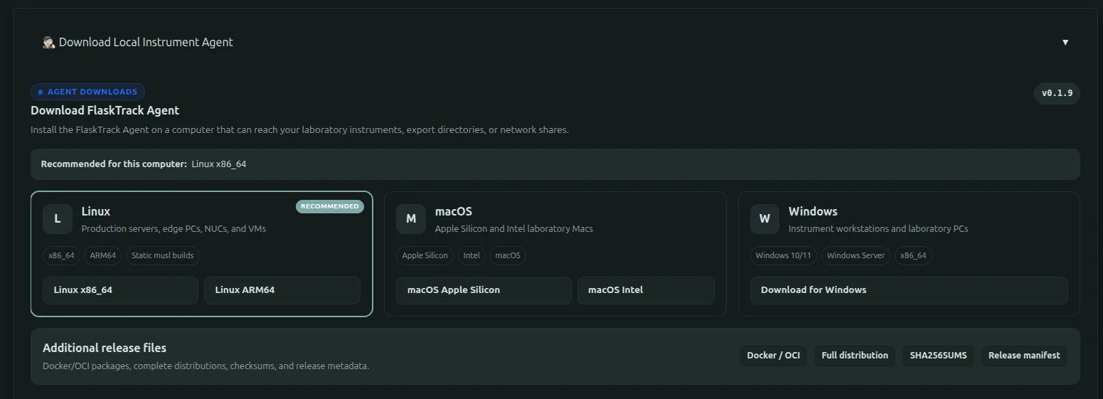 FlaskTrack electronic laboratory notebook for structured research notes and connected data across windows, macOSx, Linux and Docker